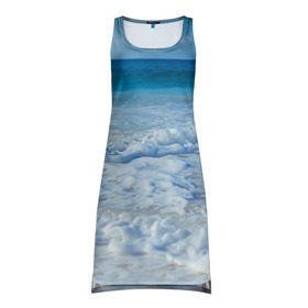 Платье-майка 3D с принтом sea в Курске, 100% полиэстер | полуприлегающий силуэт, широкие бретели, круглый вырез горловины, удлиненный подол сзади. | orca | sea | whale | вода | киты | косатки | лето | любовь | море | океан | отдых | пальмы | пляж | солнце