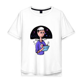 Мужская футболка хлопок Oversize с принтом Дизайнер-иллюстратор в Курске, 100% хлопок | свободный крой, круглый ворот, “спинка” длиннее передней части | Тематика изображения на принте: веб | дизайнер | иллюстратор | космос | сердце