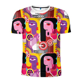 Мужская футболка 3D спортивная с принтом Импрессионизм 10 в Курске, 100% полиэстер с улучшенными характеристиками | приталенный силуэт, круглая горловина, широкие плечи, сужается к линии бедра | абстракция | импрессионизм | человечки | яркий