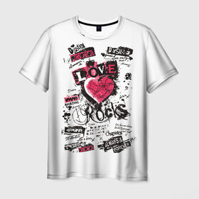 Мужская футболка 3D с принтом Рок сердца 4 в Курске, 100% полиэфир | прямой крой, круглый вырез горловины, длина до линии бедер | Тематика изображения на принте: heart | tattoo | разбитое | сердечко | сердце | тату | татушка
