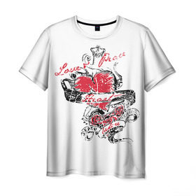 Мужская футболка 3D с принтом Рок сердца 6 в Курске, 100% полиэфир | прямой крой, круглый вырез горловины, длина до линии бедер | heart | tattoo | разбитое | сердечко | сердце | тату | татушка