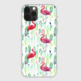 Чехол для iPhone 12 Pro Max с принтом Цветы и фламинго 2 в Курске, Силикон |  | растения | фламинго