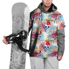 Накидка на куртку 3D с принтом Цветы и бабочки 5 в Курске, 100% полиэстер |  | акварель | нежный | паттерн | цветочек | цветочный