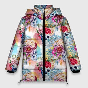 Женская зимняя куртка 3D с принтом Цветы и бабочки 5 в Курске, верх — 100% полиэстер; подкладка — 100% полиэстер; утеплитель — 100% полиэстер | длина ниже бедра, силуэт Оверсайз. Есть воротник-стойка, отстегивающийся капюшон и ветрозащитная планка. 

Боковые карманы с листочкой на кнопках и внутренний карман на молнии | акварель | нежный | паттерн | цветочек | цветочный
