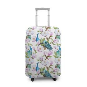 Чехол для чемодана 3D с принтом Цветы и бабочки 6 в Курске, 86% полиэфир, 14% спандекс | двустороннее нанесение принта, прорези для ручек и колес | акварель | нежный | паттерн | цветочек | цветочный