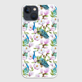 Чехол для iPhone 13 с принтом Цветы и бабочки 6 в Курске,  |  | акварель | нежный | паттерн | цветочек | цветочный