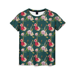 Женская футболка 3D с принтом Цветы и бабочки 7 в Курске, 100% полиэфир ( синтетическое хлопкоподобное полотно) | прямой крой, круглый вырез горловины, длина до линии бедер | акварель | нежный | паттерн | цветочек | цветочный