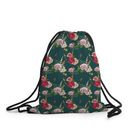 Рюкзак-мешок 3D с принтом Цветы и бабочки 7 в Курске, 100% полиэстер | плотность ткани — 200 г/м2, размер — 35 х 45 см; лямки — толстые шнурки, застежка на шнуровке, без карманов и подкладки | акварель | нежный | паттерн | цветочек | цветочный