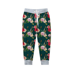 Детские брюки 3D с принтом Цветы и бабочки 7 в Курске, 100% полиэстер | манжеты по низу, эластичный пояс регулируется шнурком, по бокам два кармана без застежек, внутренняя часть кармана из мелкой сетки | акварель | нежный | паттерн | цветочек | цветочный