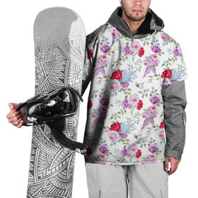 Накидка на куртку 3D с принтом Цветы и бабочки 8 в Курске, 100% полиэстер |  | акварель | бабочка | нежный | рисунок | роза | сирень | цветочек | цветочный | цветы