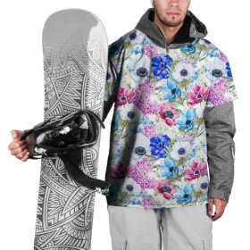 Накидка на куртку 3D с принтом Цветы и бабочки 9 в Курске, 100% полиэстер |  | акварель | нежный | паттерн | цветочек | цветочный