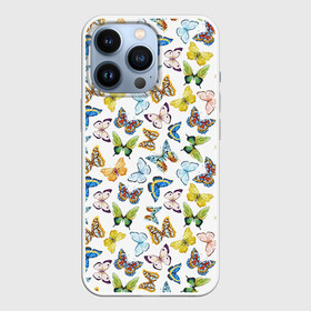 Чехол для iPhone 13 Pro с принтом Цветы и бабочки 11 в Курске,  |  | Тематика изображения на принте: акварель | бабочка | нежный | рисунок | роза | сирень | цветочек | цветочный | цветы