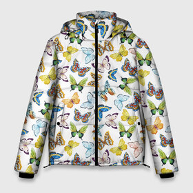 Мужская зимняя куртка 3D с принтом Цветы и бабочки 11 в Курске, верх — 100% полиэстер; подкладка — 100% полиэстер; утеплитель — 100% полиэстер | длина ниже бедра, свободный силуэт Оверсайз. Есть воротник-стойка, отстегивающийся капюшон и ветрозащитная планка. 

Боковые карманы с листочкой на кнопках и внутренний карман на молнии. | Тематика изображения на принте: акварель | бабочка | нежный | рисунок | роза | сирень | цветочек | цветочный | цветы