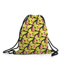 Рюкзак-мешок 3D с принтом Pikachu в Курске, 100% полиэстер | плотность ткани — 200 г/м2, размер — 35 х 45 см; лямки — толстые шнурки, застежка на шнуровке, без карманов и подкладки | pikachu | pokeboll | pokemon | пикачу | покеболл | покемон