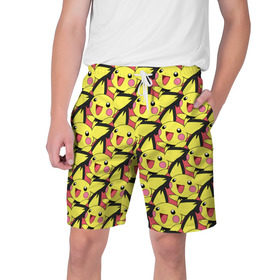 Мужские шорты 3D с принтом Pikachu в Курске,  полиэстер 100% | прямой крой, два кармана без застежек по бокам. Мягкая трикотажная резинка на поясе, внутри которой широкие завязки. Длина чуть выше колен | pikachu | pokeboll | pokemon | пикачу | покеболл | покемон