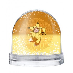 Снежный шар с принтом Pikachu в Курске, Пластик | Изображение внутри шара печатается на глянцевой фотобумаге с двух сторон | 