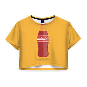 Женская футболка 3D укороченная с принтом Нюка-Кола в Курске, 100% полиэстер | круглая горловина, длина футболки до линии талии, рукава с отворотами | fallout | nuke cola | нюка кола