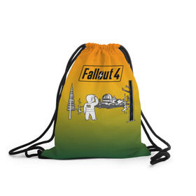 Рюкзак-мешок 3D с принтом Волт-бой 111 Fallout 4 в Курске, 100% полиэстер | плотность ткани — 200 г/м2, размер — 35 х 45 см; лямки — толстые шнурки, застежка на шнуровке, без карманов и подкладки | fallout 4 | vault boy | волт бой | фаллаут