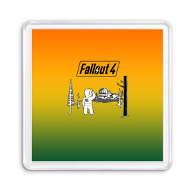 Магнит 55*55 с принтом Волт-бой 111 Fallout 4 в Курске, Пластик | Размер: 65*65 мм; Размер печати: 55*55 мм | fallout 4 | vault boy | волт бой | фаллаут
