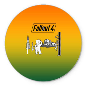 Коврик круглый с принтом Волт-бой 111 Fallout 4 в Курске, резина и полиэстер | круглая форма, изображение наносится на всю лицевую часть | fallout 4 | vault boy | волт бой | фаллаут