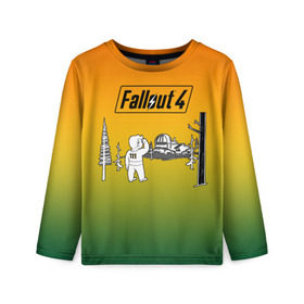 Детский лонгслив 3D с принтом Волт-бой 111 Fallout 4 в Курске, 100% полиэстер | длинные рукава, круглый вырез горловины, полуприлегающий силуэт
 | fallout 4 | vault boy | волт бой | фаллаут