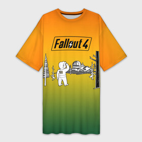 Платье-футболка 3D с принтом Волт бой 111 Fallout 4 в Курске,  |  | fallout 4 | vault boy | волт бой | фаллаут