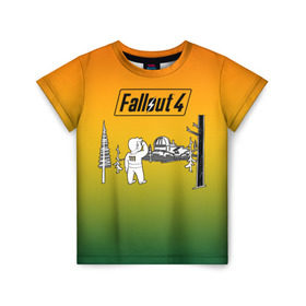 Детская футболка 3D с принтом Волт-бой 111 Fallout 4 в Курске, 100% гипоаллергенный полиэфир | прямой крой, круглый вырез горловины, длина до линии бедер, чуть спущенное плечо, ткань немного тянется | fallout 4 | vault boy | волт бой | фаллаут