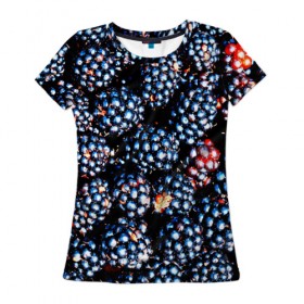 Женская футболка 3D с принтом Ежевика в Курске, 100% полиэфир ( синтетическое хлопкоподобное полотно) | прямой крой, круглый вырез горловины, длина до линии бедер | фото | ягоды