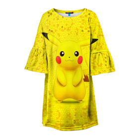 Детское платье 3D с принтом Pikachu в Курске, 100% полиэстер | прямой силуэт, чуть расширенный к низу. Круглая горловина, на рукавах — воланы | pikachu | pokeboll | pokemon | пикачу | покеболл | покемон