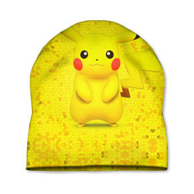 Шапка 3D с принтом Pikachu в Курске, 100% полиэстер | универсальный размер, печать по всей поверхности изделия | Тематика изображения на принте: pikachu | pokeboll | pokemon | пикачу | покеболл | покемон