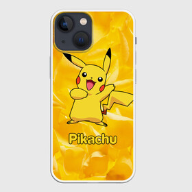 Чехол для iPhone 13 mini с принтом Пикачу на золотом фоне в Курске,  |  | Тематика изображения на принте: pikachu | pokeboll | pokemon | пикачу | покеболл | покемон