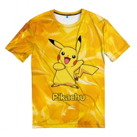 Мужская футболка 3D с принтом Pikachu в Курске, 100% полиэфир | прямой крой, круглый вырез горловины, длина до линии бедер | pikachu | pokeboll | pokemon | пикачу | покеболл | покемон
