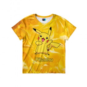 Детская футболка 3D с принтом Pikachu в Курске, 100% гипоаллергенный полиэфир | прямой крой, круглый вырез горловины, длина до линии бедер, чуть спущенное плечо, ткань немного тянется | pikachu | pokeboll | pokemon | пикачу | покеболл | покемон
