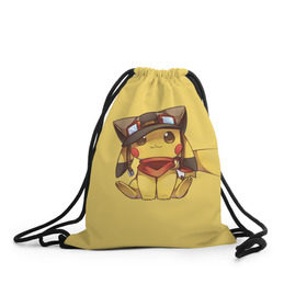 Рюкзак-мешок 3D с принтом Pikachu в Курске, 100% полиэстер | плотность ткани — 200 г/м2, размер — 35 х 45 см; лямки — толстые шнурки, застежка на шнуровке, без карманов и подкладки | pikachu | pokeball | pokemon | пикачу | покеболл | покемон