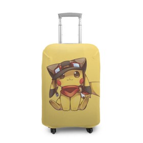 Чехол для чемодана 3D с принтом Pikachu в Курске, 86% полиэфир, 14% спандекс | двустороннее нанесение принта, прорези для ручек и колес | pikachu | pokeball | pokemon | пикачу | покеболл | покемон