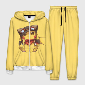 Мужской костюм 3D с принтом Pikachu в Курске, 100% полиэстер | Манжеты и пояс оформлены тканевой резинкой, двухслойный капюшон со шнурком для регулировки, карманы спереди | pikachu | pokeball | pokemon | пикачу | покеболл | покемон