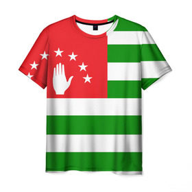 Мужская футболка 3D с принтом Абхазия в Курске, 100% полиэфир | прямой крой, круглый вырез горловины, длина до линии бедер | Тематика изображения на принте: кавказ | море | республика | россия
