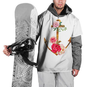 Накидка на куртку 3D с принтом Якорь с цветами в Курске, 100% полиэстер |  | Тематика изображения на принте: акварель | бабочка | нежный | рисунок | роза | сирень | цветочек | цветочный | цветы
