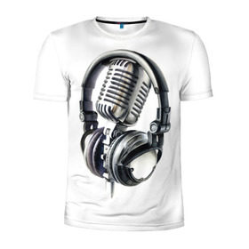 Мужская футболка 3D спортивная с принтом Диджей в Курске, 100% полиэстер с улучшенными характеристиками | приталенный силуэт, круглая горловина, широкие плечи, сужается к линии бедра | dj | klub | music | диджей | клуб | микрофон | музыка | наушники