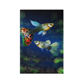 Обложка для паспорта матовая кожа с принтом Аквариумные рыбки в Курске, натуральная матовая кожа | размер 19,3 х 13,7 см; прозрачные пластиковые крепления | Тематика изображения на принте: аквариум | вода | водоросли | природа | рыба | рыбка | туризм