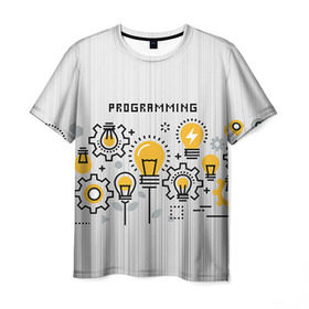 Мужская футболка 3D с принтом Программирование 1 в Курске, 100% полиэфир | прямой крой, круглый вырез горловины, длина до линии бедер | день программиста | код | подарок | праздник | программист