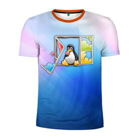 Мужская футболка 3D спортивная с принтом Linux в Курске, 100% полиэстер с улучшенными характеристиками | приталенный силуэт, круглая горловина, широкие плечи, сужается к линии бедра | день программиста | код | подарок | праздник | программист