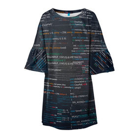 Детское платье 3D с принтом Программирование 9 в Курске, 100% полиэстер | прямой силуэт, чуть расширенный к низу. Круглая горловина, на рукавах — воланы | день программиста | код | подарок | праздник | программист