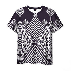 Мужская футболка 3D с принтом Мильфлер в Курске, 100% полиэфир | прямой крой, круглый вырез горловины, длина до линии бедер | геометрия | орнамент | черно белый | этно
