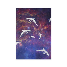 Обложка для паспорта матовая кожа с принтом Дельфин в Курске, натуральная матовая кожа | размер 19,3 х 13,7 см; прозрачные пластиковые крепления | дельфин | космос