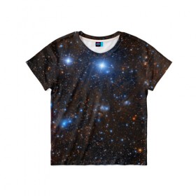 Детская футболка 3D с принтом Космические дали в Курске, 100% гипоаллергенный полиэфир | прямой крой, круглый вырез горловины, длина до линии бедер, чуть спущенное плечо, ткань немного тянется | вселенная | галактика | звёзды | космическое пространство | космос | созвездие