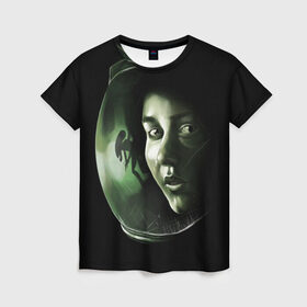 Женская футболка 3D с принтом Чужой в Курске, 100% полиэфир ( синтетическое хлопкоподобное полотно) | прямой крой, круглый вырез горловины, длина до линии бедер | alien | aliens | cinema | film | predator | фильм | чужой