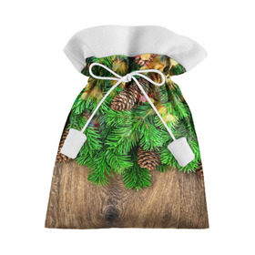 Подарочный 3D мешок с принтом Елка в Курске, 100% полиэстер | Размер: 29*39 см | дерево | елка | зеленый | зима | новый год | шишки