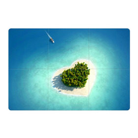 Магнитный плакат 3Х2 с принтом Остров в Курске, Полимерный материал с магнитным слоем | 6 деталей размером 9*9 см | вода | дерево | лето | море | океан | остров | пальмы | песок | сердечко | сердце | синий