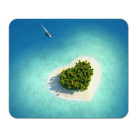 Коврик прямоугольный с принтом Остров в Курске, натуральный каучук | размер 230 х 185 мм; запечатка лицевой стороны | вода | дерево | лето | море | океан | остров | пальмы | песок | сердечко | сердце | синий